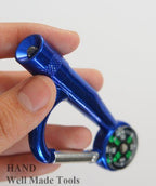 Carabiner hook displaying the built-in torchlight feature