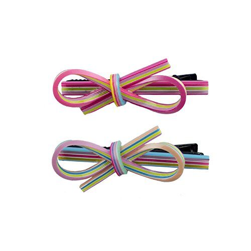 Two candy striped hair clip barrettes in loop design