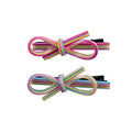 Two candy striped hair clip barrettes in loop design