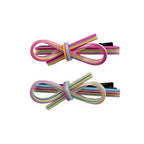 Two candy striped hair clip barrettes in loop design