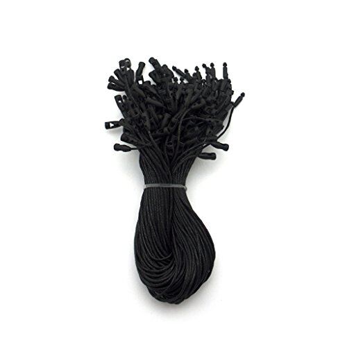 Black waxed nylon string round snap lock hang tags