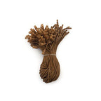 Brown waxed nylon string hang tags displayed in a pack.