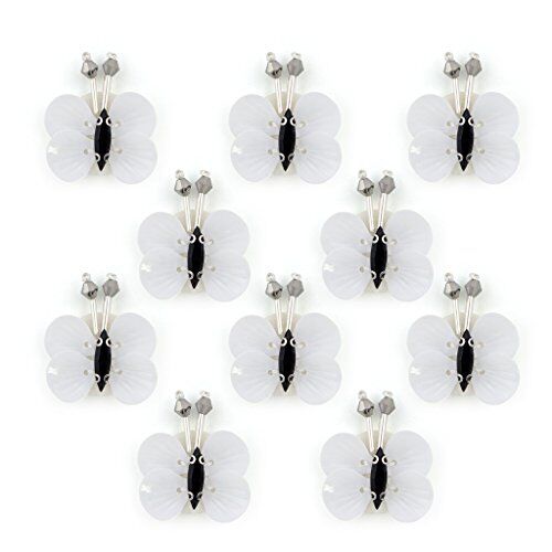 Pack of 10 black and white butterfly sew-on trims displayed