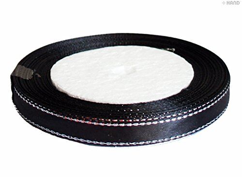 Elegant Black and Silver Craft DIY Party Ribbon Trim - Assorted Width and Styles (NO.FBS05 Satin 10mmx22m)