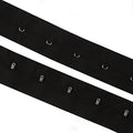 Continuous silver metal hook and eye with black cotton fabric tape