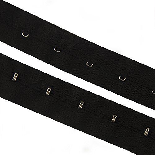 Continuous silver metal hook and eye with black cotton fabric tape