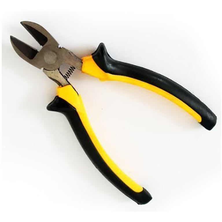 Heavy duty wire cable zip cutting plier with soft grip handles.
