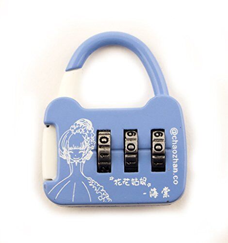 Clover Colourful 3 Digit Combination Padlock for Your School, Home, Locker, Bag, Diary - It's My Secret - Blue