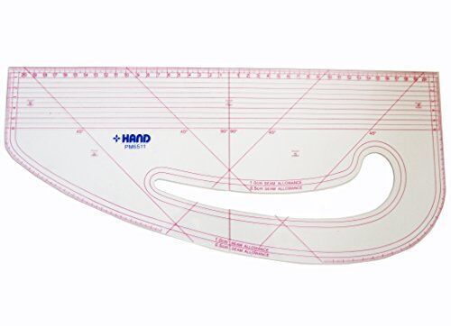 Flexible pattern marking ruler in clear perspex, 45 cm long.