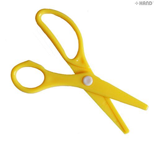Two packs of 14cm kids safe plastic scissors in assorted colours.