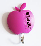 Powerful Multi-Purpose Self Adhesive Apple Shape Hook - Pack of 3, Load 2kg, Bathroom/Kitchen Hooks (Purple)