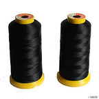 Two spools of assorted polyester threads in various colours.