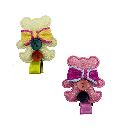 Cute glittery teddy bear hairclip barrette with buttons.