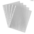 Pack of 100 A4 transparent plastic wallets for documents.