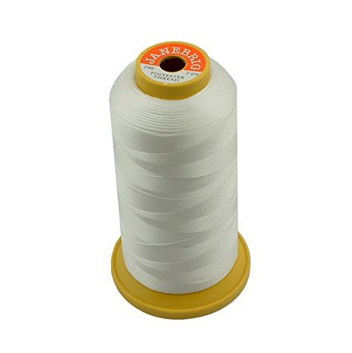 Spool of white polyester top stitching thread 210D 2 ply
