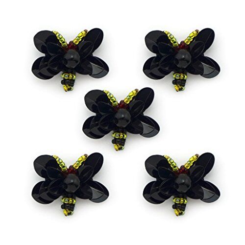 Black butterfly trim with purple-black sequins and colourful beads.