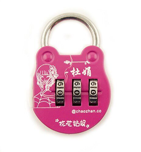 Clover Colourful 3 Digit Combination Padlock for Your School, Home, Locker, Bag, Diary - It's My Secret - Raspberry