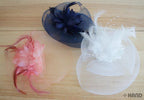 No.2 Millinery, Flower Beads Lace Headdress Accessories w/ Metal Clip, Assorted, Set of 3