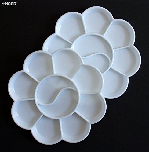 White paint palette with 10 wells, perfect for artists.