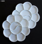 White paint palette with 10 wells, perfect for artists.