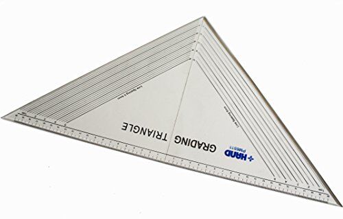 Close-up of a grader set square showing measurement markings