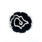 Knitted Black and White Edge Decorative Rosettes Sew on Trim with Net Backing - 1 Metre Appx 12 pcs (8 x 8 cm)