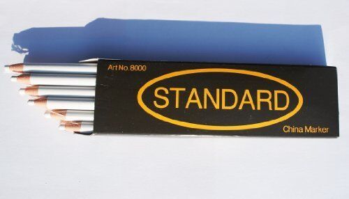 12 Non-Sharpening Wax China Marker Pencil, White Colour 17cm