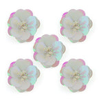 Close-up of No.8 white reflective flower sequin and bead trim.