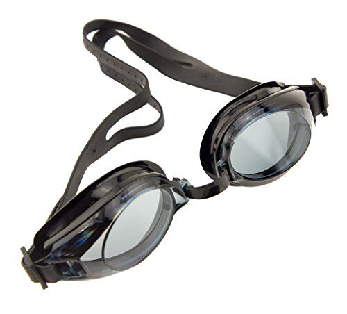 Black swimming goggles with ergonomic design