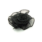 Pretty Flower Sew On Organza Trim for Clothing and Accessory Embellishment 32 mm x 32 mm Pack of 20, Black