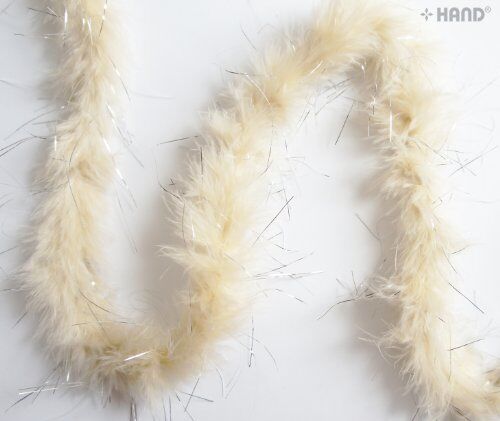 B703 silver trim egg cream feather garland displayed on a table