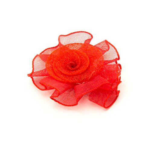 Pretty Flower Sew On Organza Trim for Clothing and Accessory Embellishment 32 mm x 32 mm Pack of 20, Red