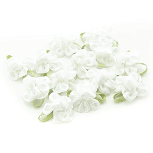 Pack of 20 pretty ribbon bow sew on trims with coloured flowers.