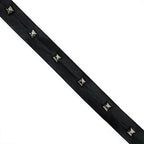 Black leatherette strap featuring dark copper coloured square studs.