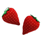 Two small strawberry pin cushions, each 40mm wide.