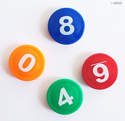 Close-up of a strong round magnetic number 3 in bright colour