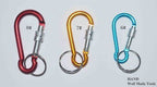 Close-up of a screw lock mechanism on a carabiner hook.