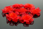 Organza Flower Sew On Trims, Embellishments 30 mm Pack of 10 Red