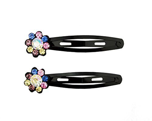 Three pairs of shiny diamante crystal hair clips in assorted designs.
