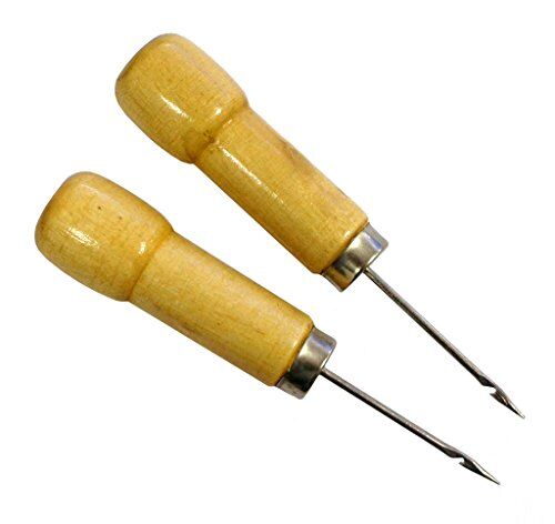 Two 11cm stitching awls for leather and canvas sewing.
