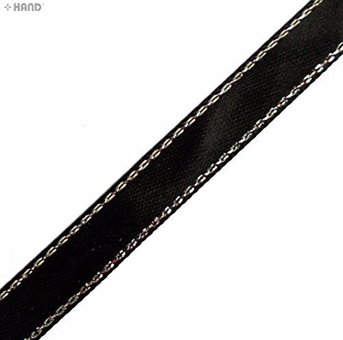 Elegant Black and Silver Craft DIY Party Ribbon Trim - Assorted Width and Styles (NO.FBS05 Satin 10mmx22m)