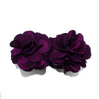 H0969 Burgundy Stylish Elegant Satin Jasmine Flower Bulldog Hair Clips 70 mm x 50 mm Pack of 2