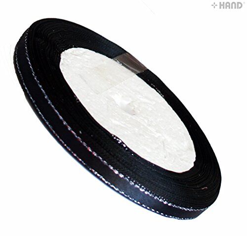 ® Elegant Black and Silver Craft DIY Party Ribbon Trim - Assorted Width and Styles (NO.FBS04 Satin 7mmx22m)