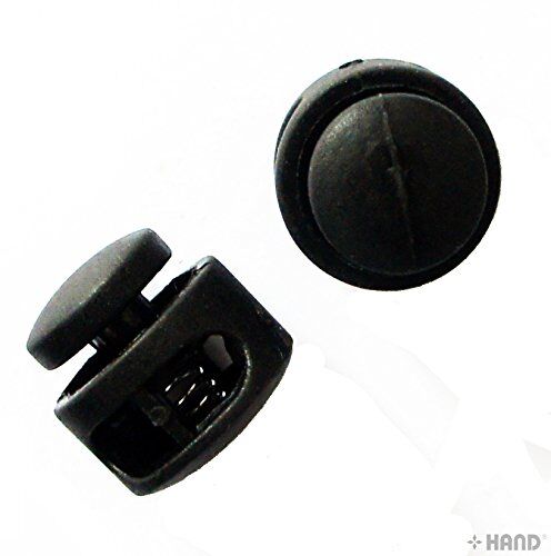 Black Plastic Round Toggle Spring Stop Double Hole String Cord Locks - Assorted Sizes (TRB03 17mm - 30 Pcs)