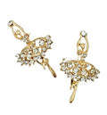 Gold tone ballerina brooch with clear crystals, elegant design.