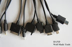 Different connecting cables included with the charger.