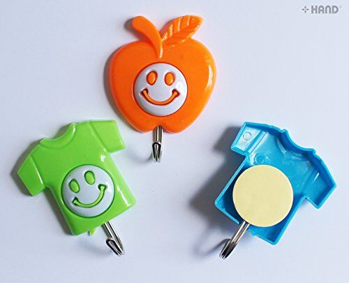 Variety of shapes in kids' self-adhesive hooks displayed