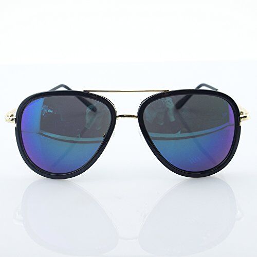Two pairs of mirrored aviator sunglasses in assorted colours.