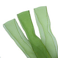 Moss green decorative crochet edge organza trim on a roll