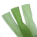Moss green decorative crochet edge organza trim on a roll